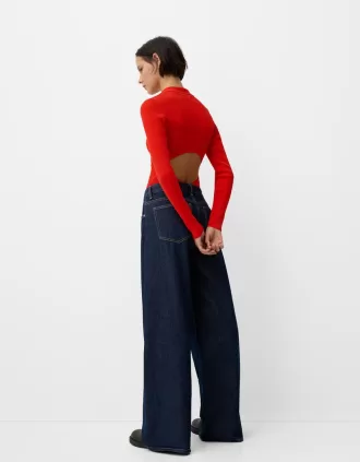 Body de manga larga con abertura y cuello tipo polo