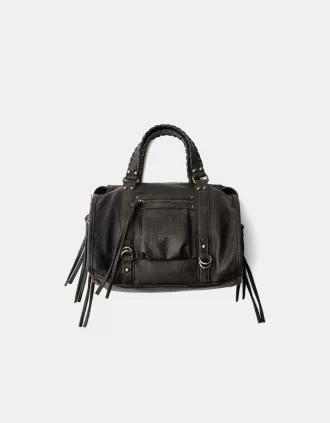 Bolso bowling efecto desgastado con asas