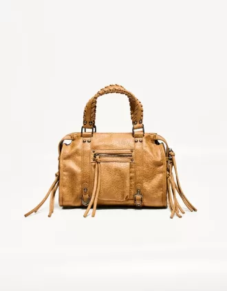 Bolso bowling efecto desgastado con asas