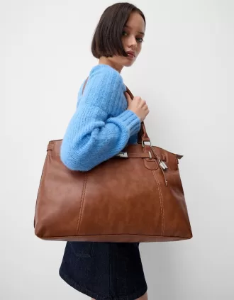 Bolso efecto piel con abalorios