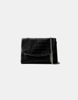 Bolso mini efecto piel con cadena