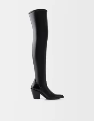 Botas cowboy de tacón alto hasta la rodilla