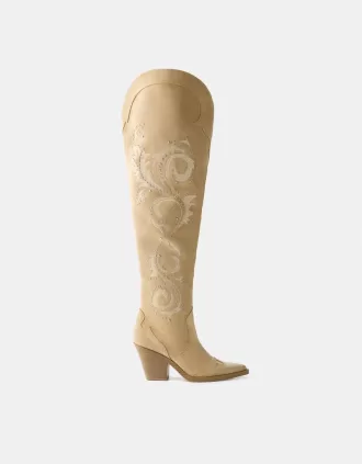 Botas cowboy de tacón alto hasta la rodilla