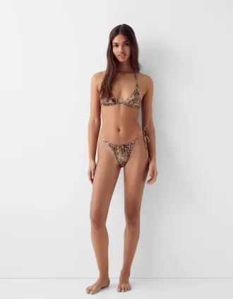 Braguita de bikini con estampado animal anudada