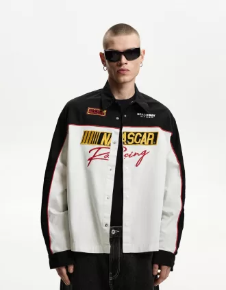 Camisa boxy de manga larga con estampado Nascar