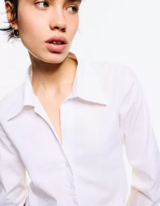 Camisa cropped de popelina con lazos