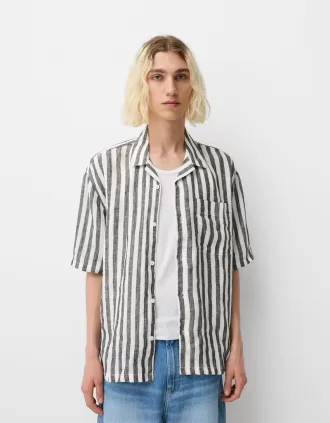 Camisa manga corta mezcla de lino