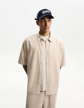 Camisa manga corta mezcla de lino