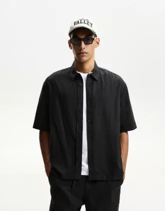Camisa manga corta mezcla de lino