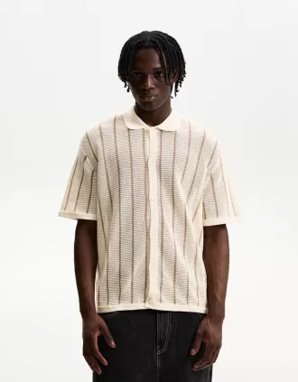 Camisa manga corta textura rayas