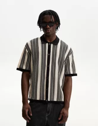 Camisa manga corta textura rayas