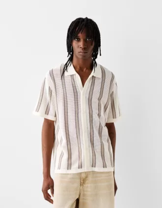 Camisa manga corta textura rayas