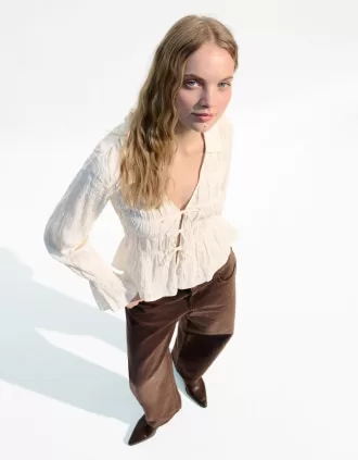 Camisa rustica con fruncido