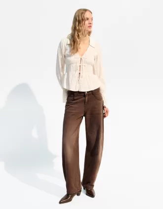 Camisa rustica con fruncido