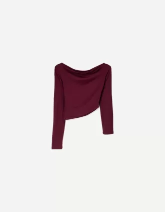 Camiseta asimétrica manga larga
