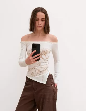 Camiseta asimétrica manga larga
