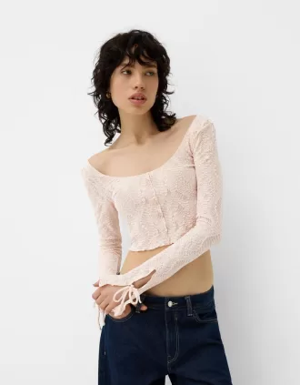 Camiseta de encaje con lazos