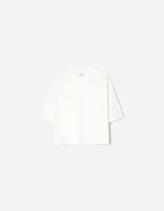 Camiseta de manga corta con corte cuadrado de algodón grueso