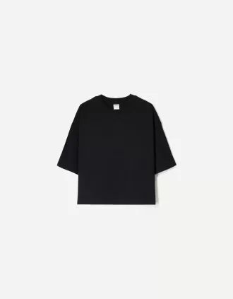 Camiseta de manga corta con corte cuadrado de algodón grueso