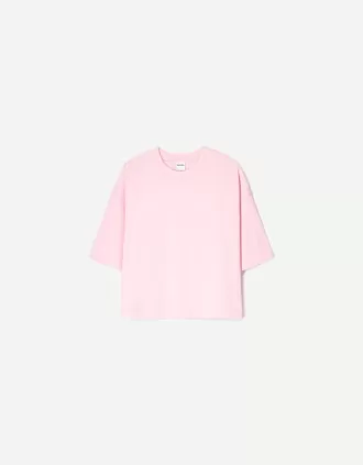 Camiseta de manga corta con corte cuadrado de algodón grueso