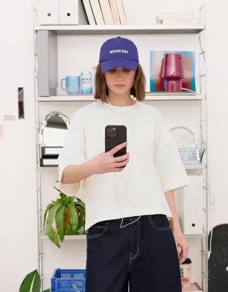 Camiseta de manga corta con corte cuadrado de algodón grueso