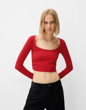 Camiseta de manga larga con laterales fruncidos