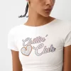 Camiseta espalda abierta con pedrería