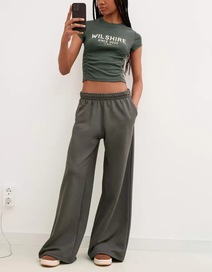 Camiseta estampada manga corta con fruncido