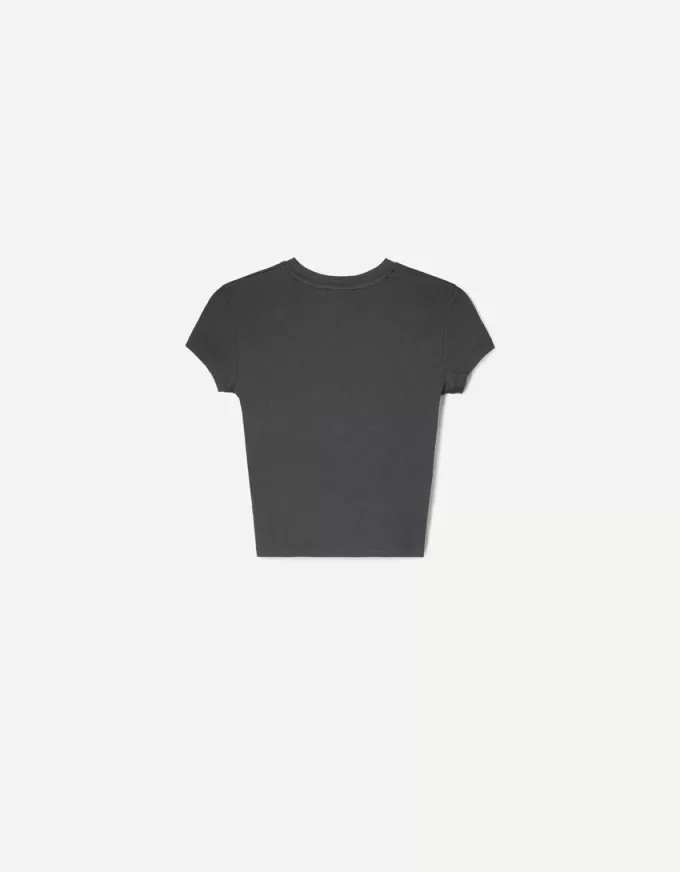 Camiseta estampada manga corta con fruncido