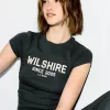 Camiseta estampada manga corta con fruncido