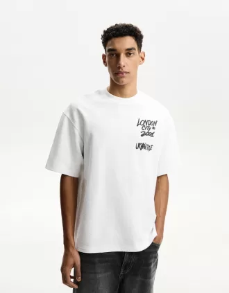 Camiseta felpa manga corta estampada