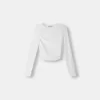 Camiseta fruncida de poliamida manga larga