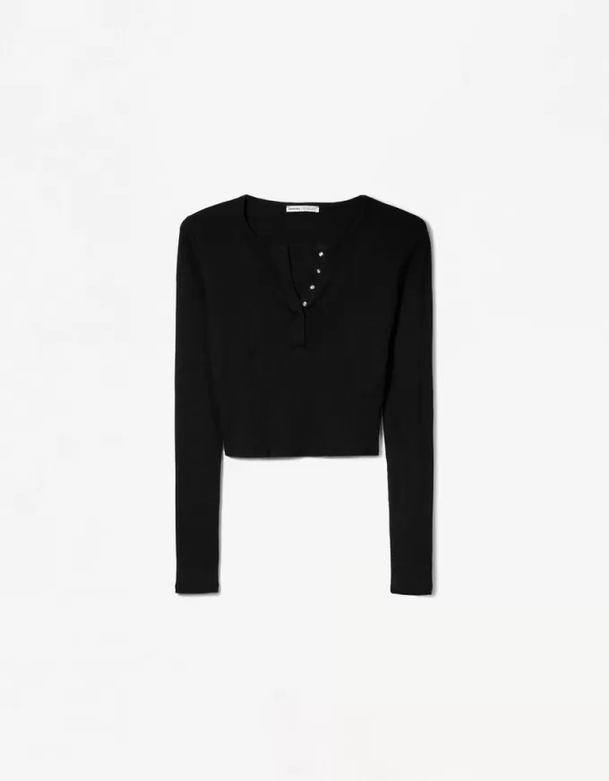 Camiseta henley de manga larga