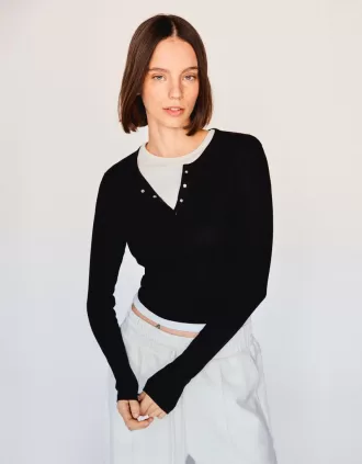 Camiseta henley de manga larga