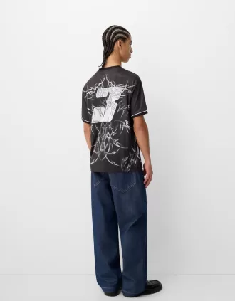 Camiseta manga corta malla estampada