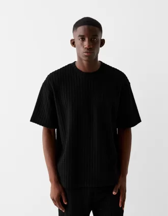 Camiseta manga corta rayas textura