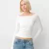Camiseta manga larga cuello barco bordado