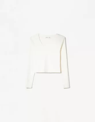 Camiseta manga larga cuello pico