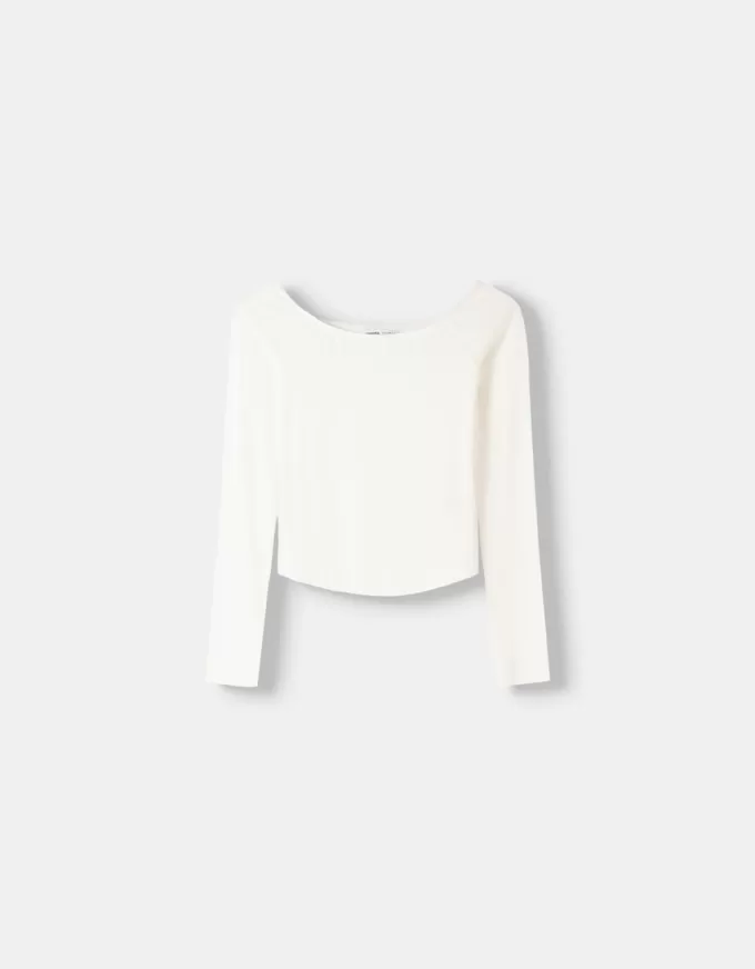Camiseta manga larga escote Bardot Camiseta manga larga escote Bardot