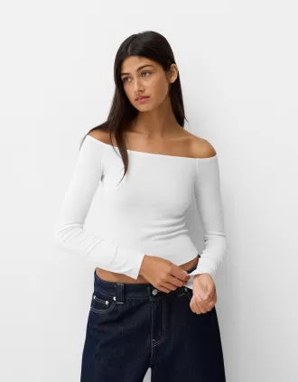 Camiseta manga larga escote Bardot
