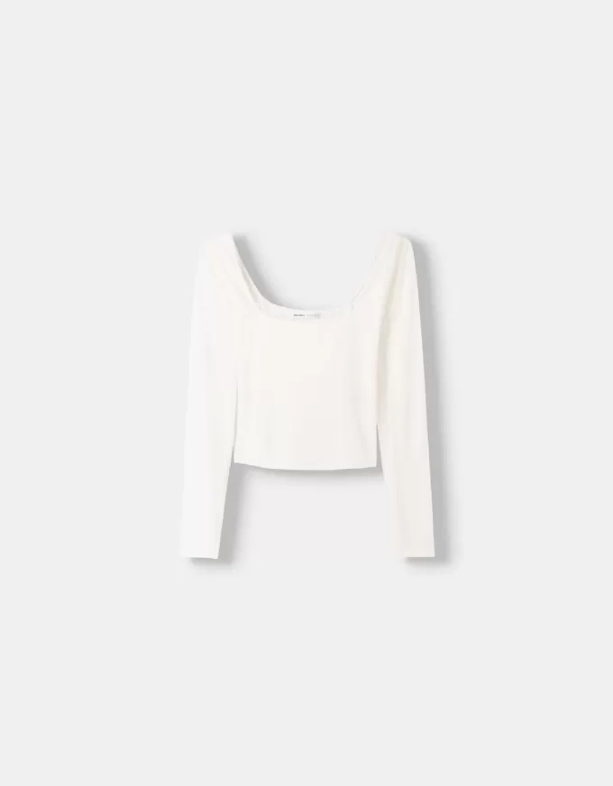 Camiseta manga larga escote cuadrado Camiseta manga larga escote cuadrado