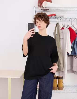 Camiseta oversize de algodón pesado de manga corta