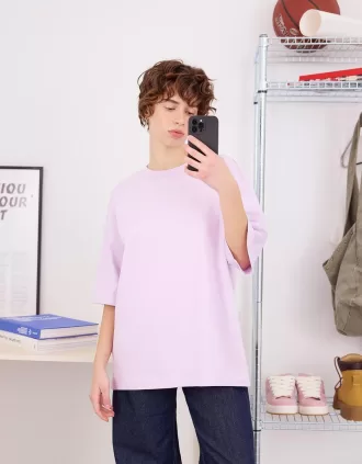 Camiseta oversize de algodón pesado de manga corta