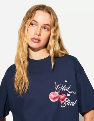 Camiseta oversize estampada de manga corta