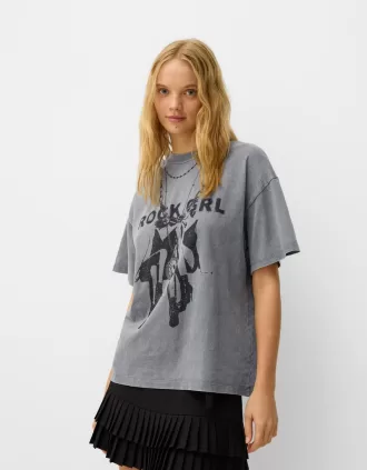 Camiseta oversize estampada de manga corta