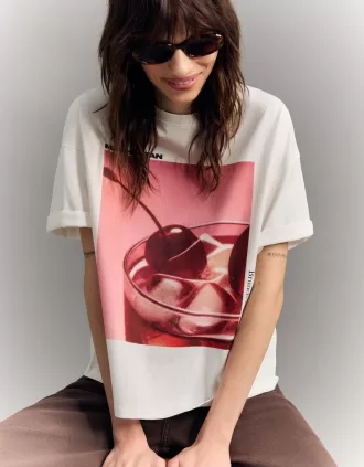 Camiseta oversize estampada de manga corta