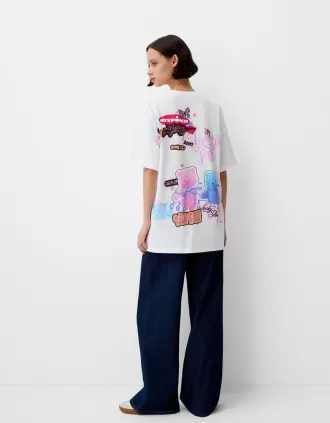 Camiseta oversize estampada de manga corta