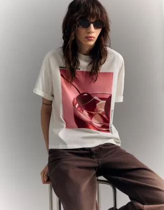 Camiseta oversize estampada de manga corta