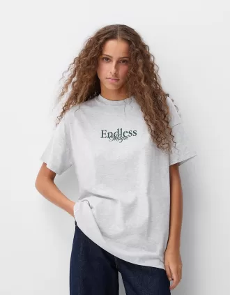 Camiseta oversize estampada de manga corta