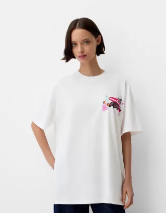 Camiseta oversize estampada de manga corta